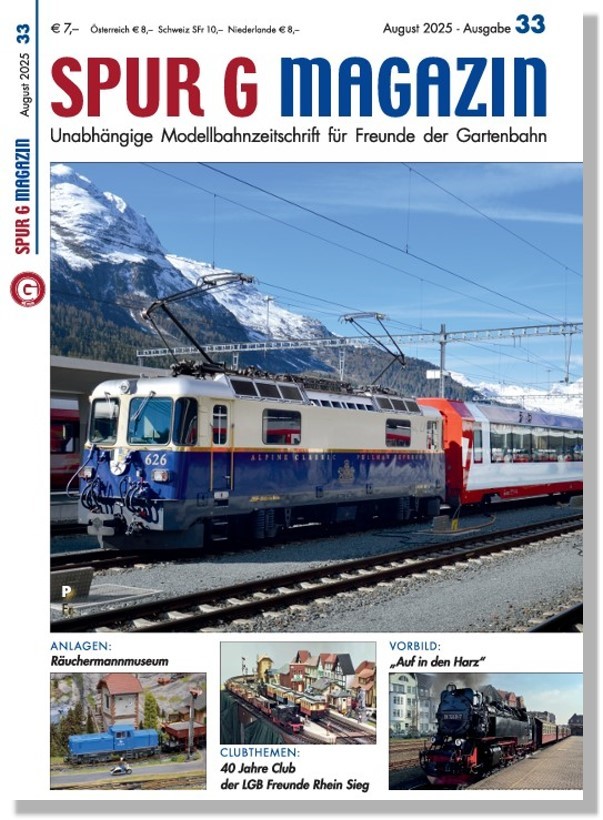 Cover Spur G Magazin Nr. 33 - August 2025 - Unser Titelbild zeigt "Volldampf" oder Dampfromantik mit einer IK und einer IV K auf der Pressnitztalbahn.